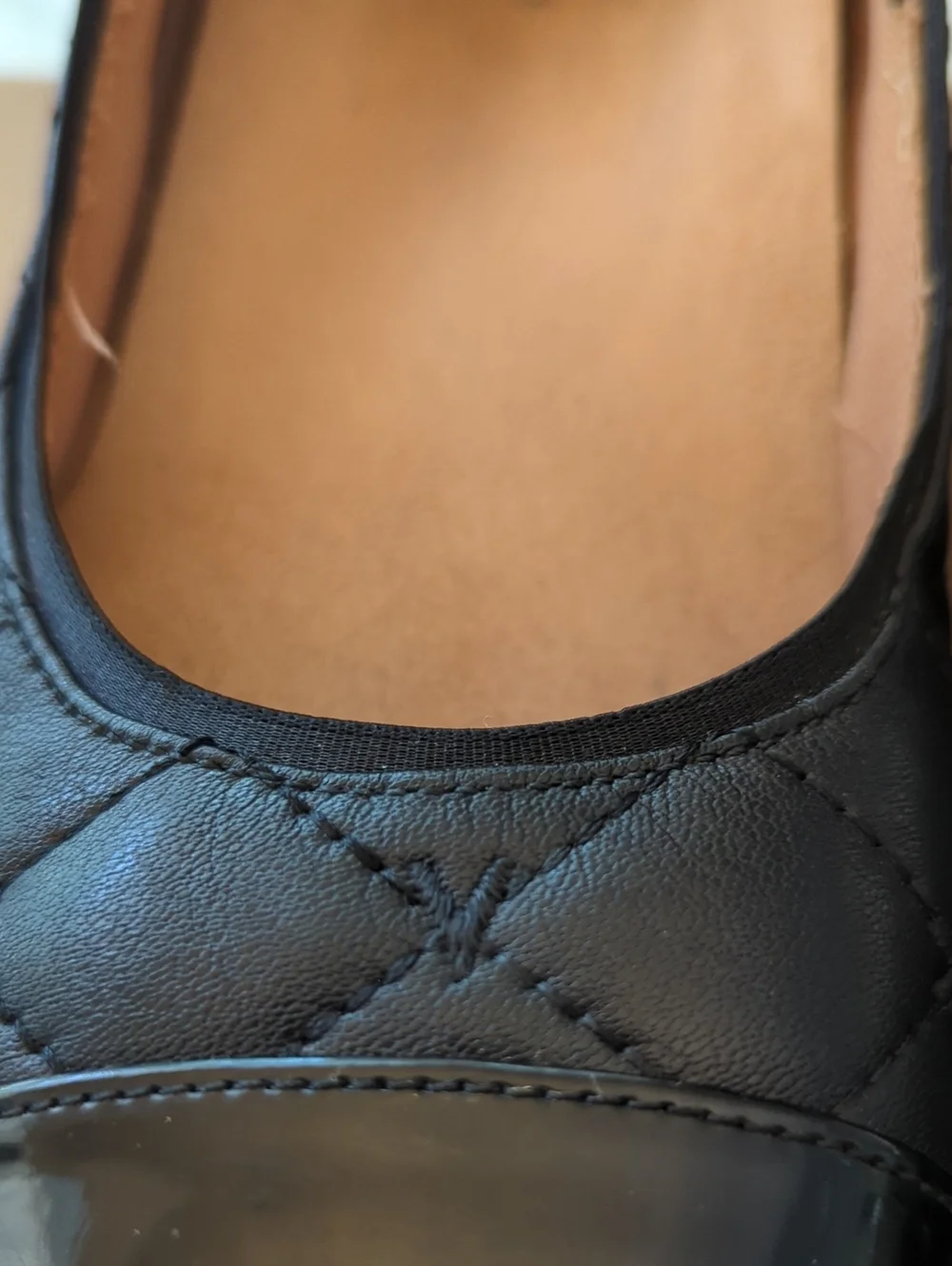 Vionic Black Quilted Ballet Flats with Patent Cap Toe 7